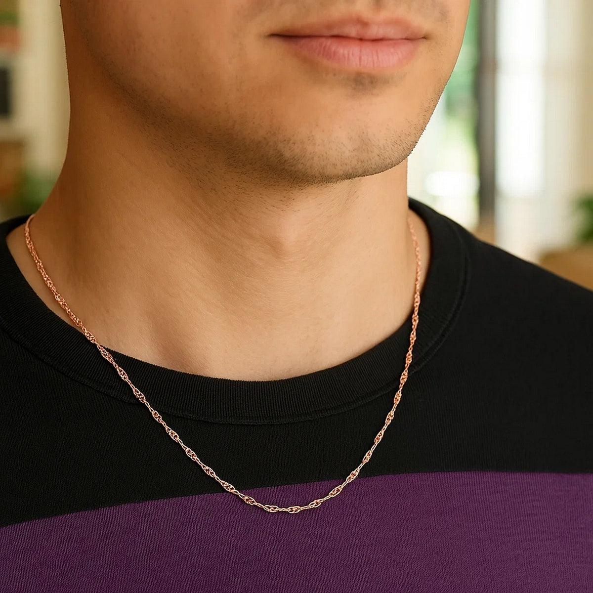 14K Rose Gold Singapore Chain  (1.10 mm)
