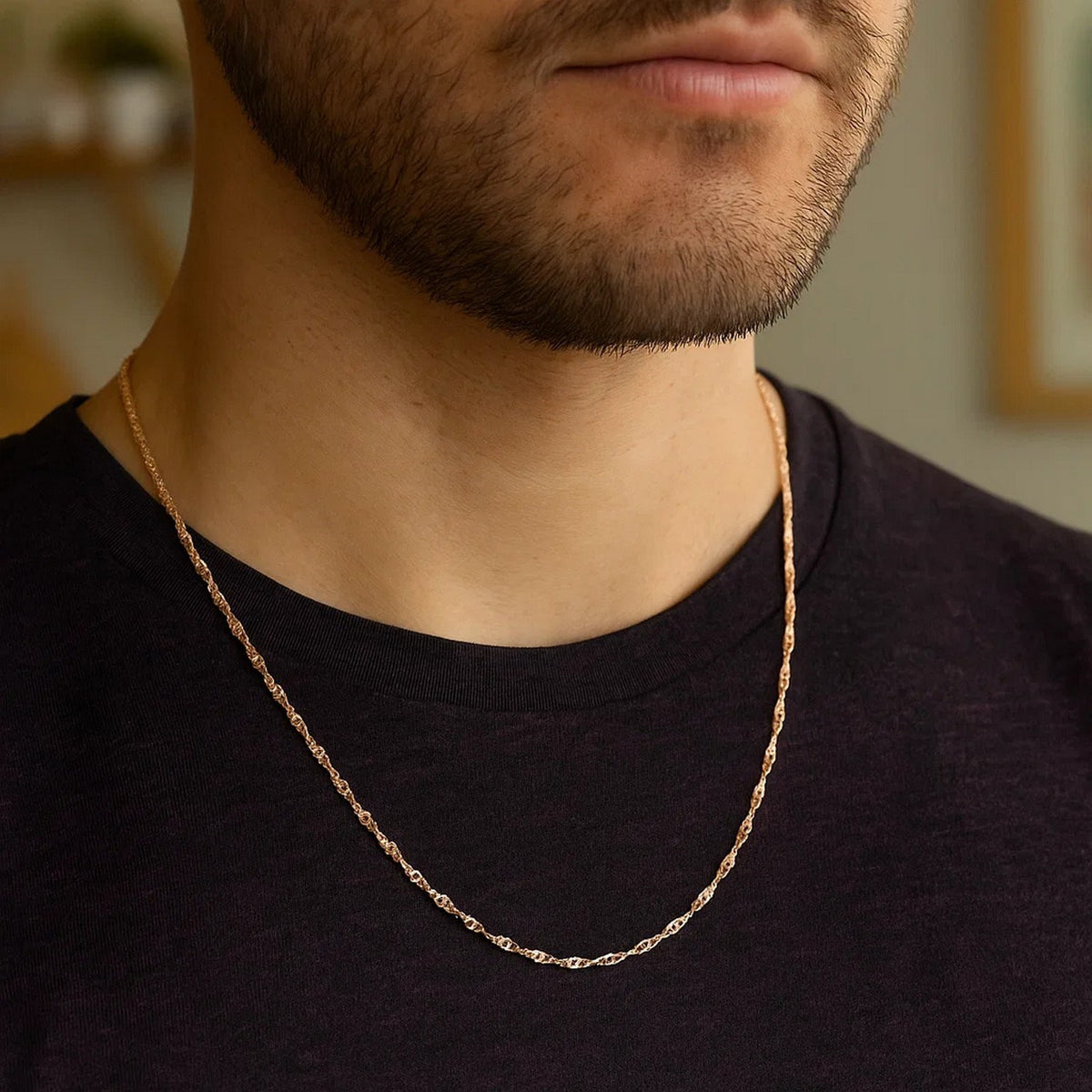 14K Rose Gold Singapore Chain  (1.10 mm)