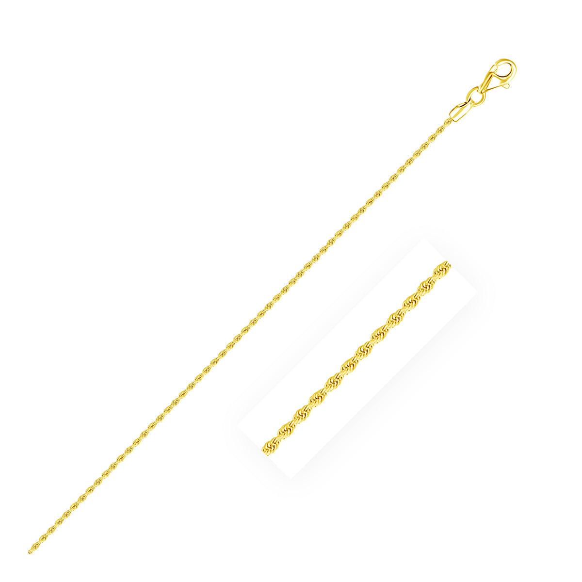14K Yellow Gold Solid Diamond Cut Rope Bracelet  (1.60 mm)