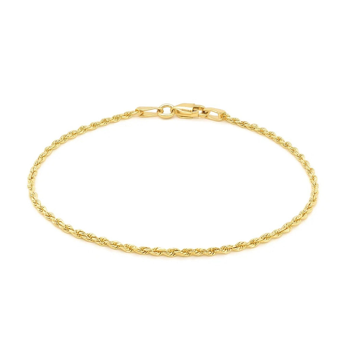 14K Yellow Gold Solid Diamond Cut Rope Bracelet  (1.60 mm)