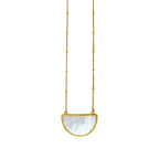 MOP Geometric Gem Half Moon Necklace in 14K Yellow Gold