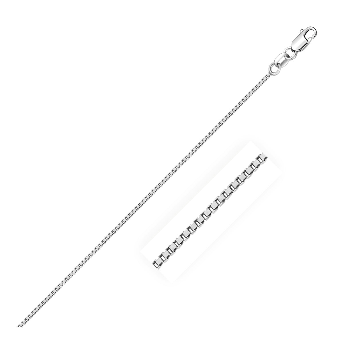 14K White Gold Classic Box Chain  (0.75 mm)