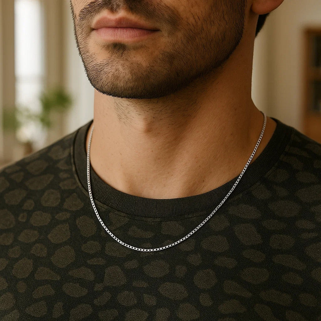 14K White Gold Classic Box Chain  (0.75 mm)