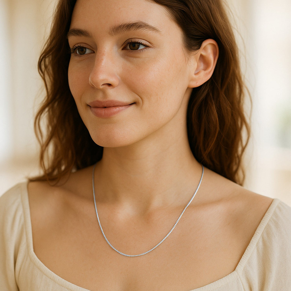 14K White Gold Classic Box Chain  (0.75 mm)