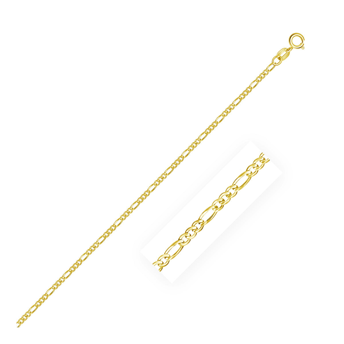 14K Yellow Gold Solid Figaro Chain  (1.90 mm)