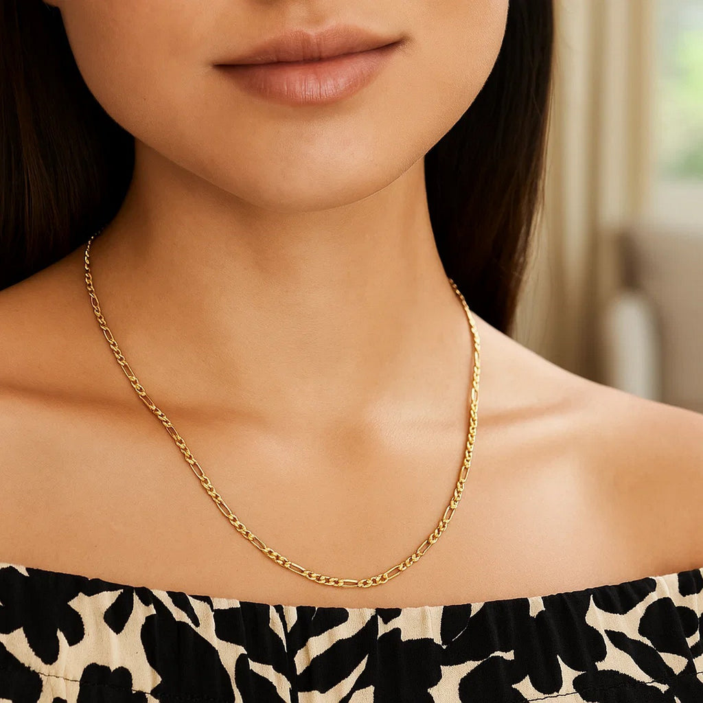 14K Yellow Gold Solid Figaro Chain  (1.90 mm)