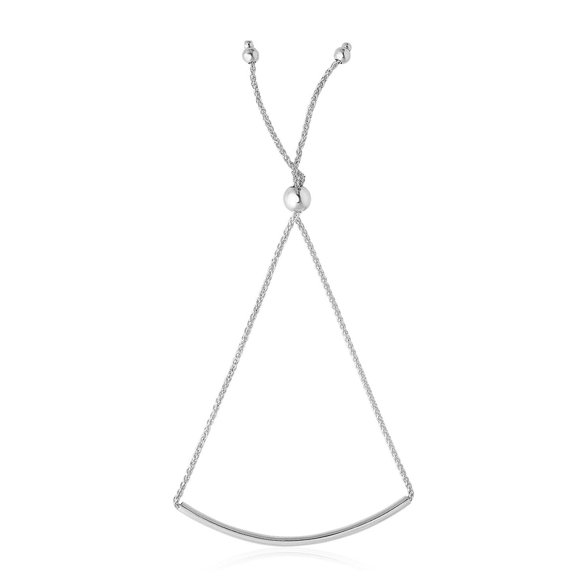 14K White Gold Smooth Curved Bar Lariat Design Bracelet  (1.00 mm)
