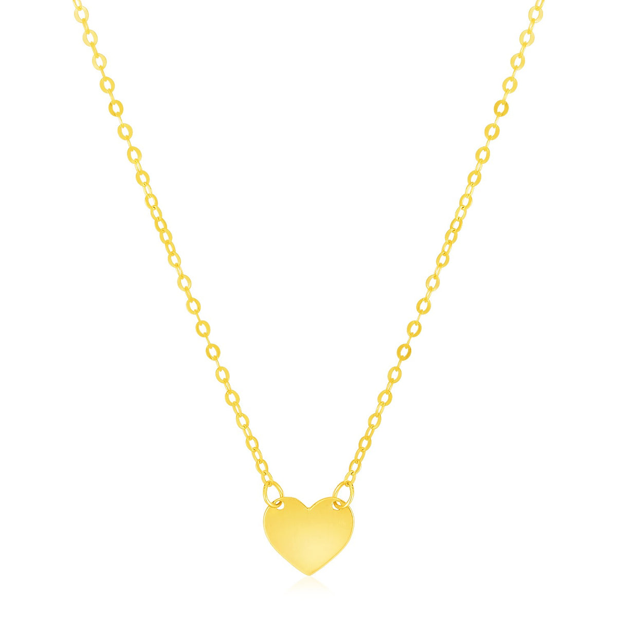 14K Yellow Gold Polished Mini Heart Necklace