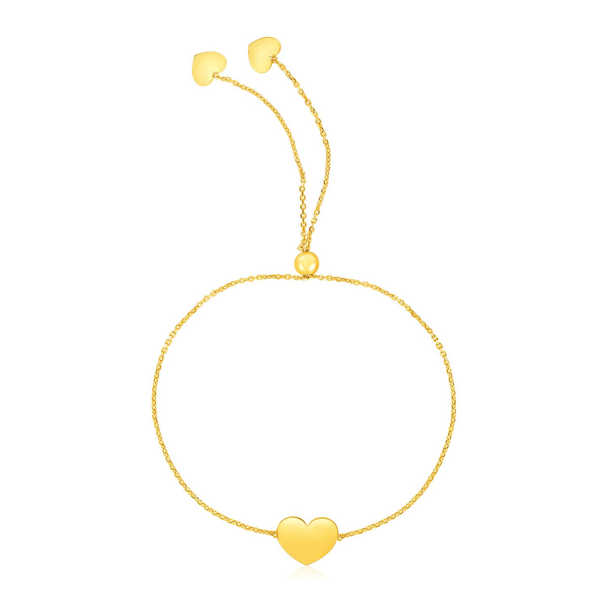 14K Yellow Gold Adjustable Heart Bracelet  (0.90 mm)