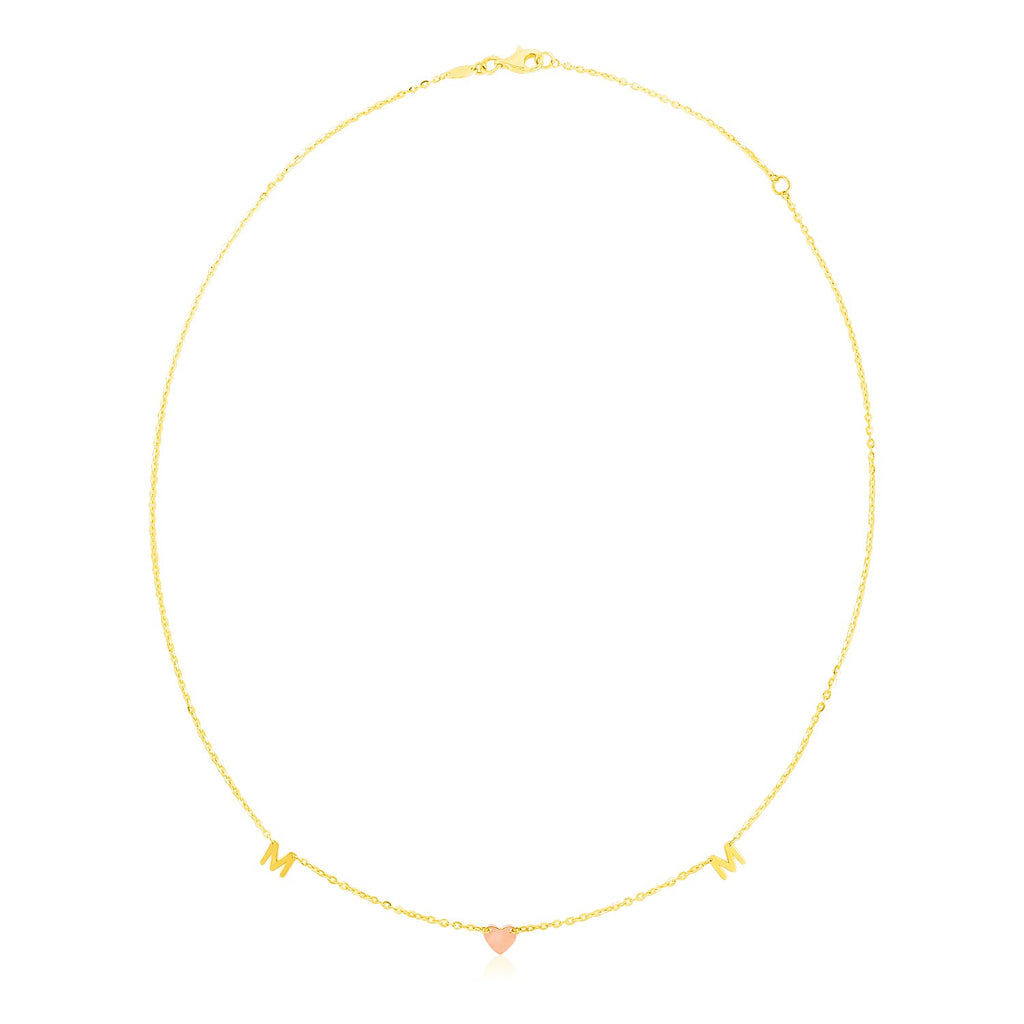14K Yellow and Rose Gold Mom Necklace