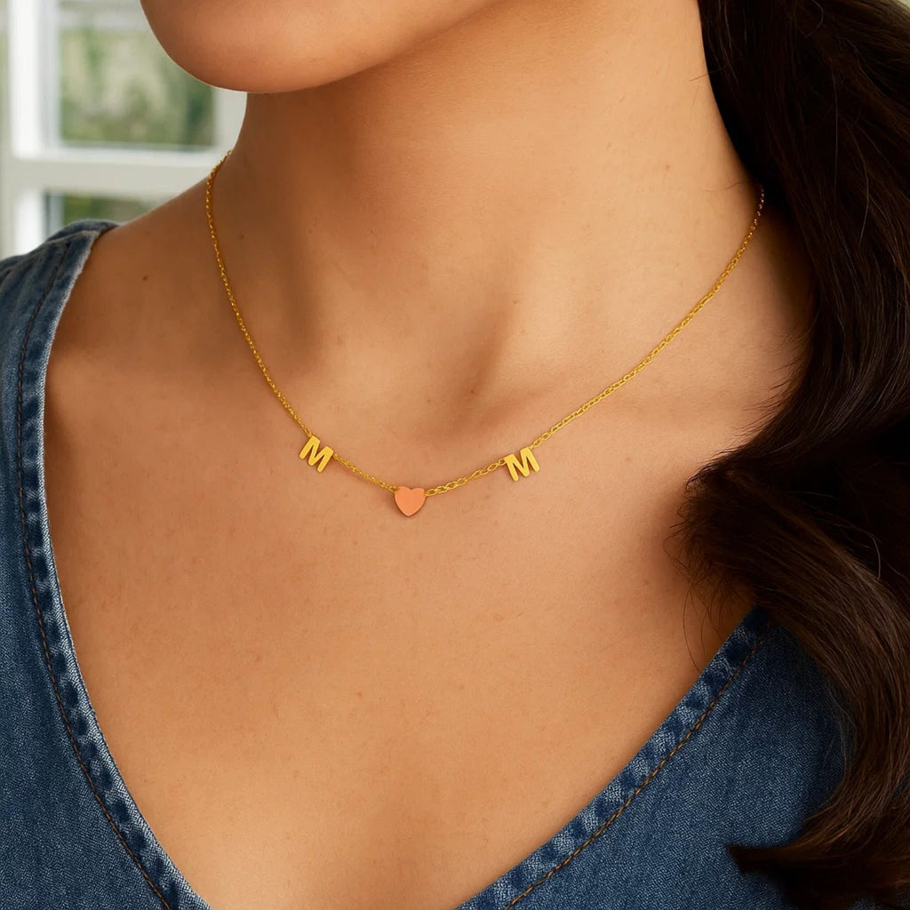 14K Yellow and Rose Gold Mom Necklace