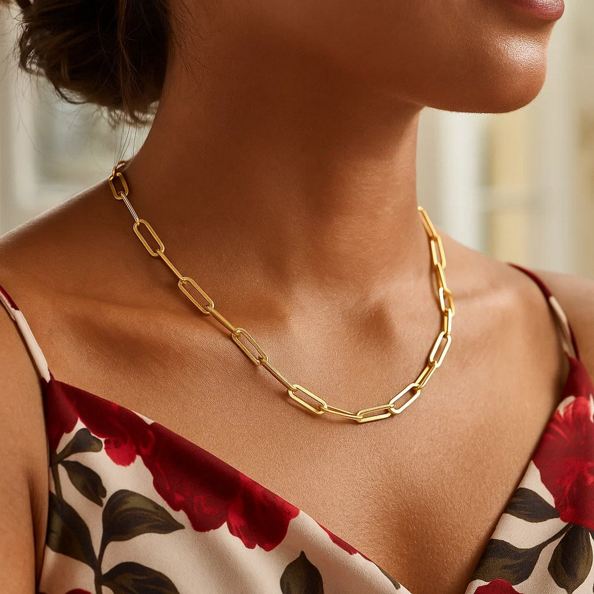 14K Yellow Gold Wide Paperclip Chain  (3.20 mm)