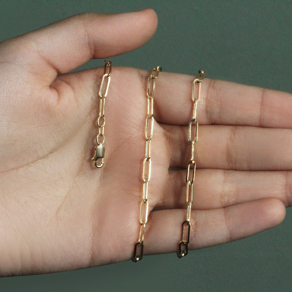 14K Yellow Gold Wide Paperclip Chain  (3.20 mm)