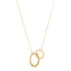 14K Yellow Gold High Polish Linked Double Circle Cutout Necklace
