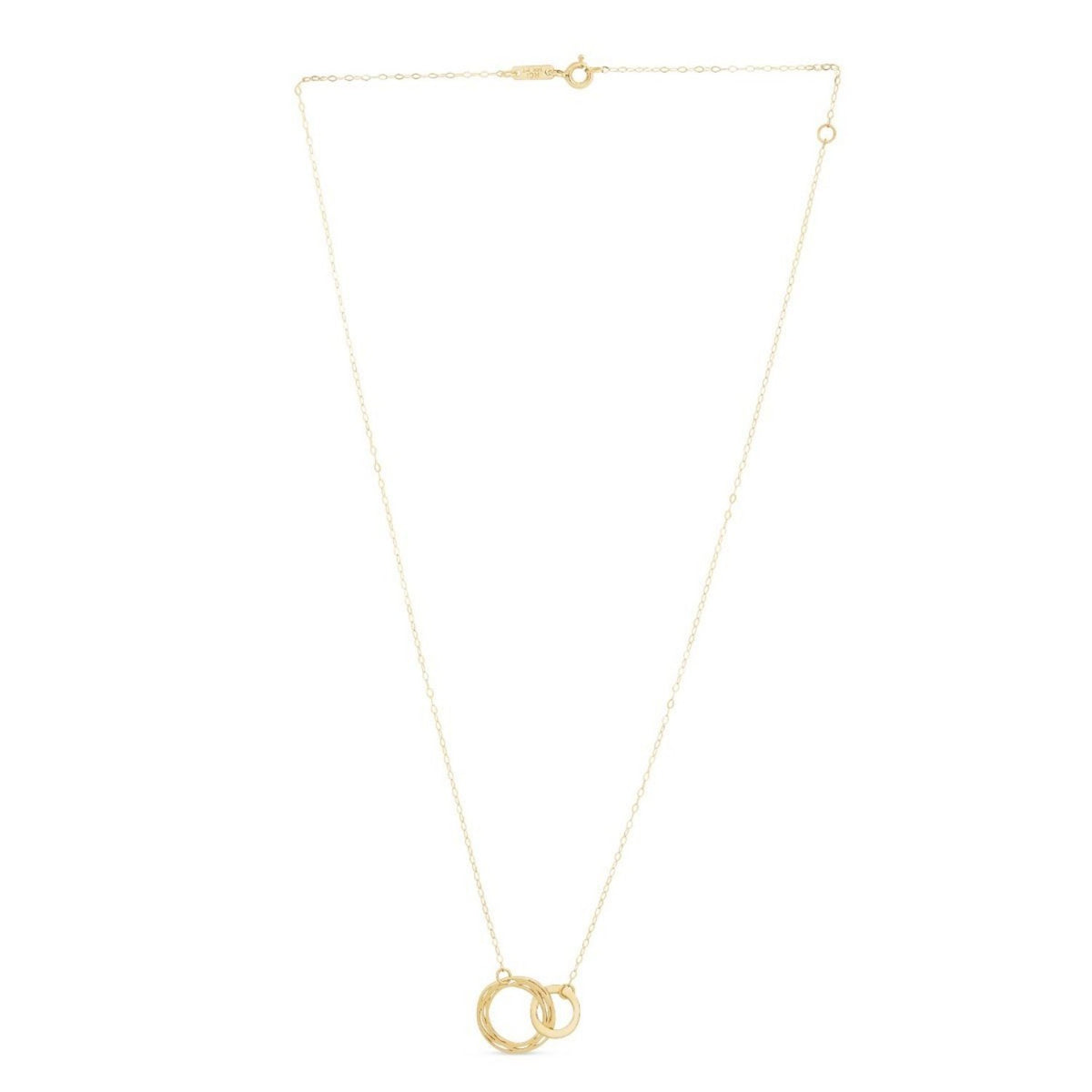 14K Yellow Gold High Polish Linked Double Circle Cutout Necklace