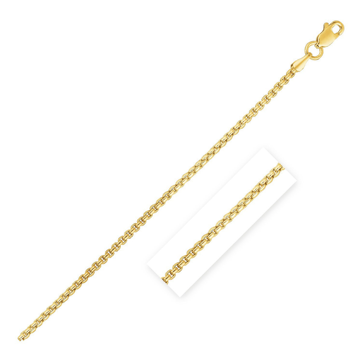 14K Yellow Gold Round Box Chain  (1.3 mm)