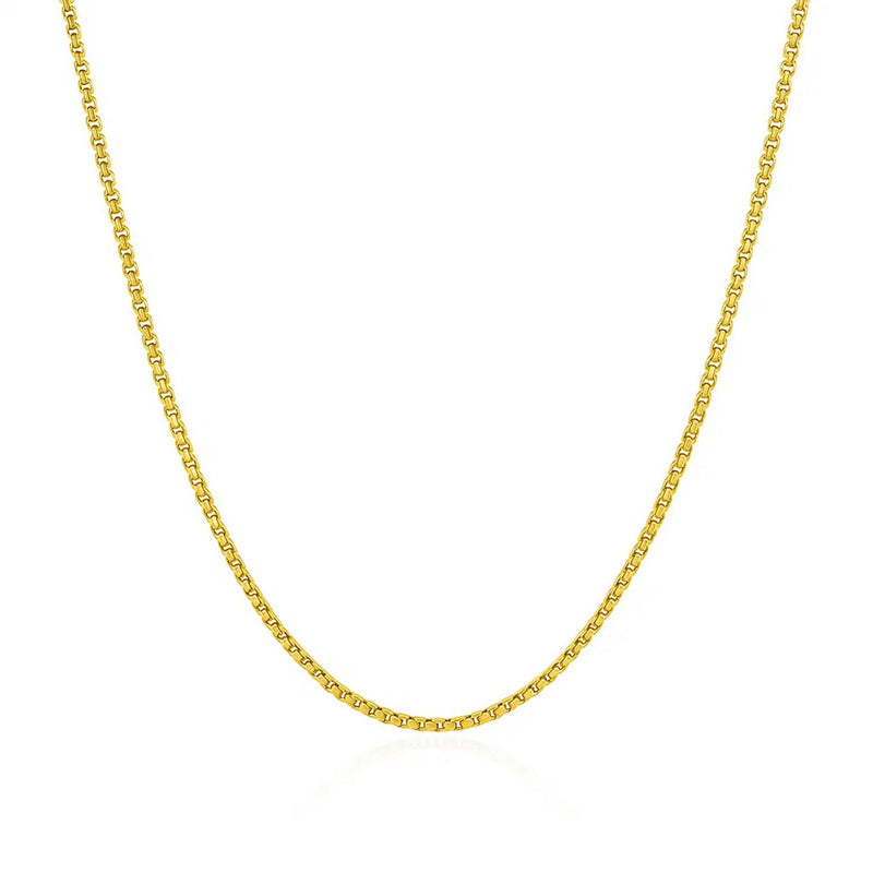 14K Yellow Gold Round Box Chain  (1.3 mm)