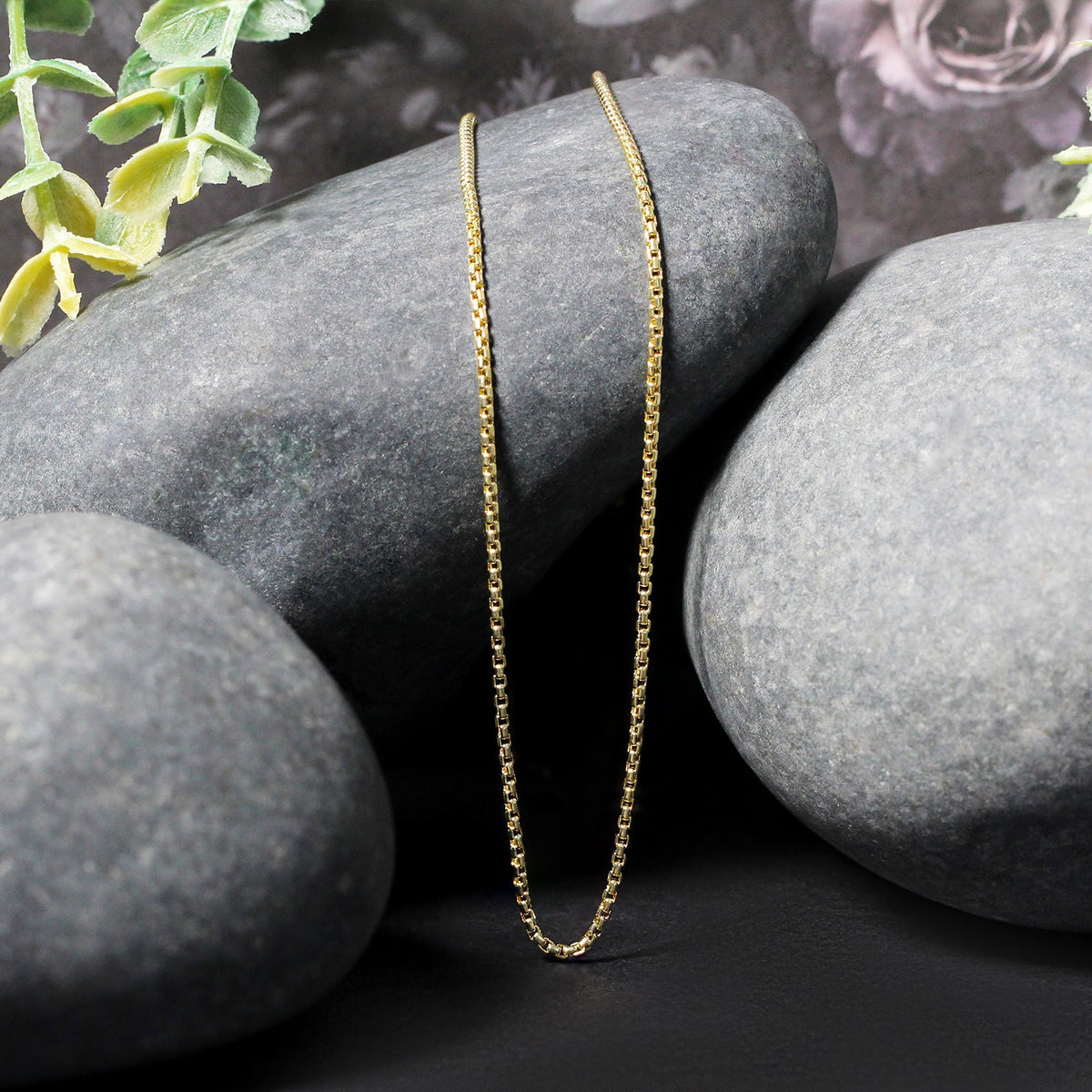 14K Yellow Gold Round Box Chain  (1.3 mm)