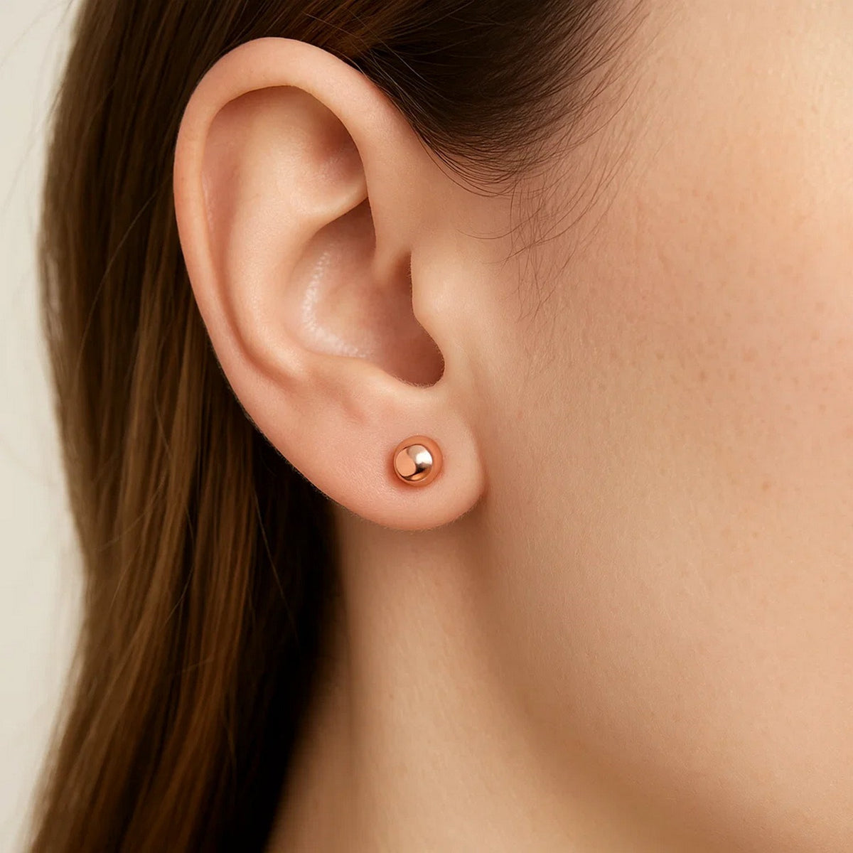 14K Rose Gold Ball Stud Earrings  (4mm)