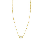14K Yellow Gold Hexagon Mother Of Pearl Pendant Necklace