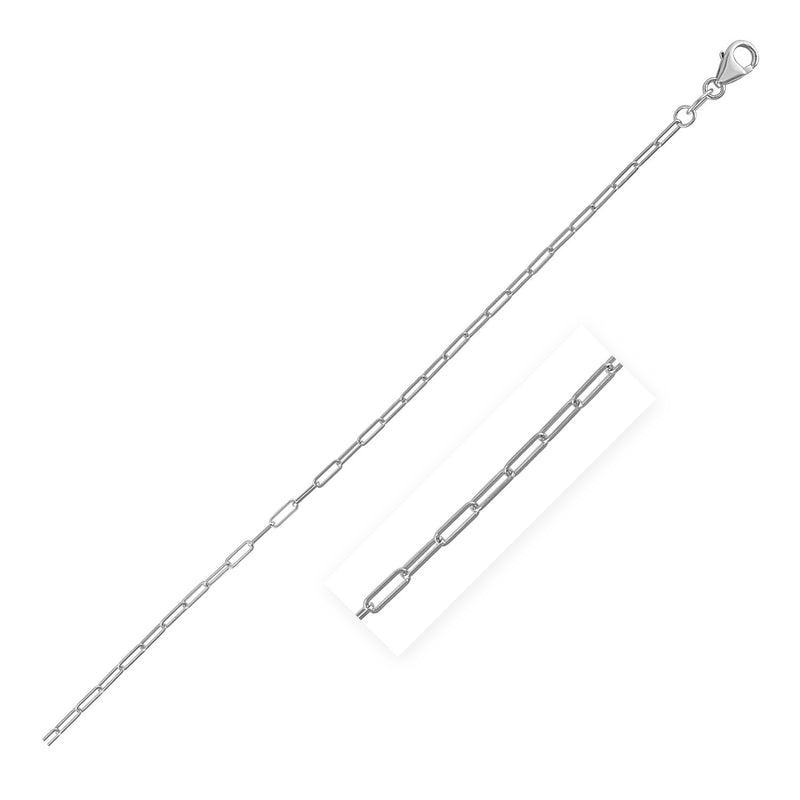 14K White Gold Fine Paperclip Chain  (1.50 mm)