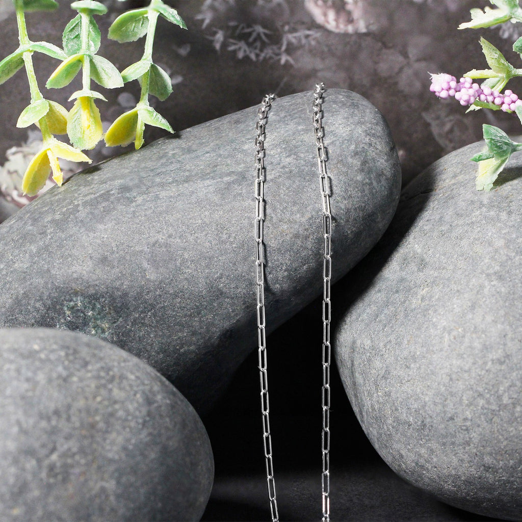 14K White Gold Fine Paperclip Chain  (1.50 mm)