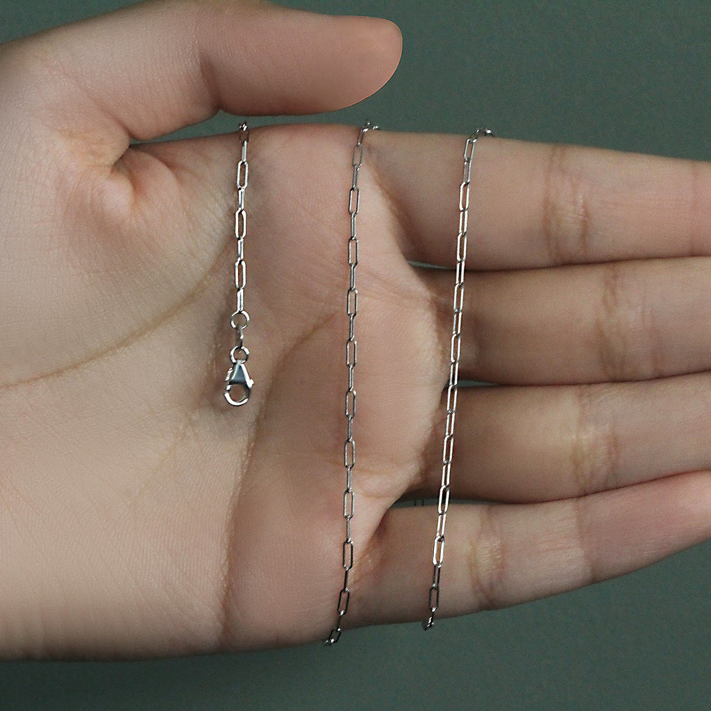 14K White Gold Fine Paperclip Chain  (1.50 mm)
