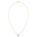 14K Yellow Gold Emerald Cut Blue Topaz Necklace