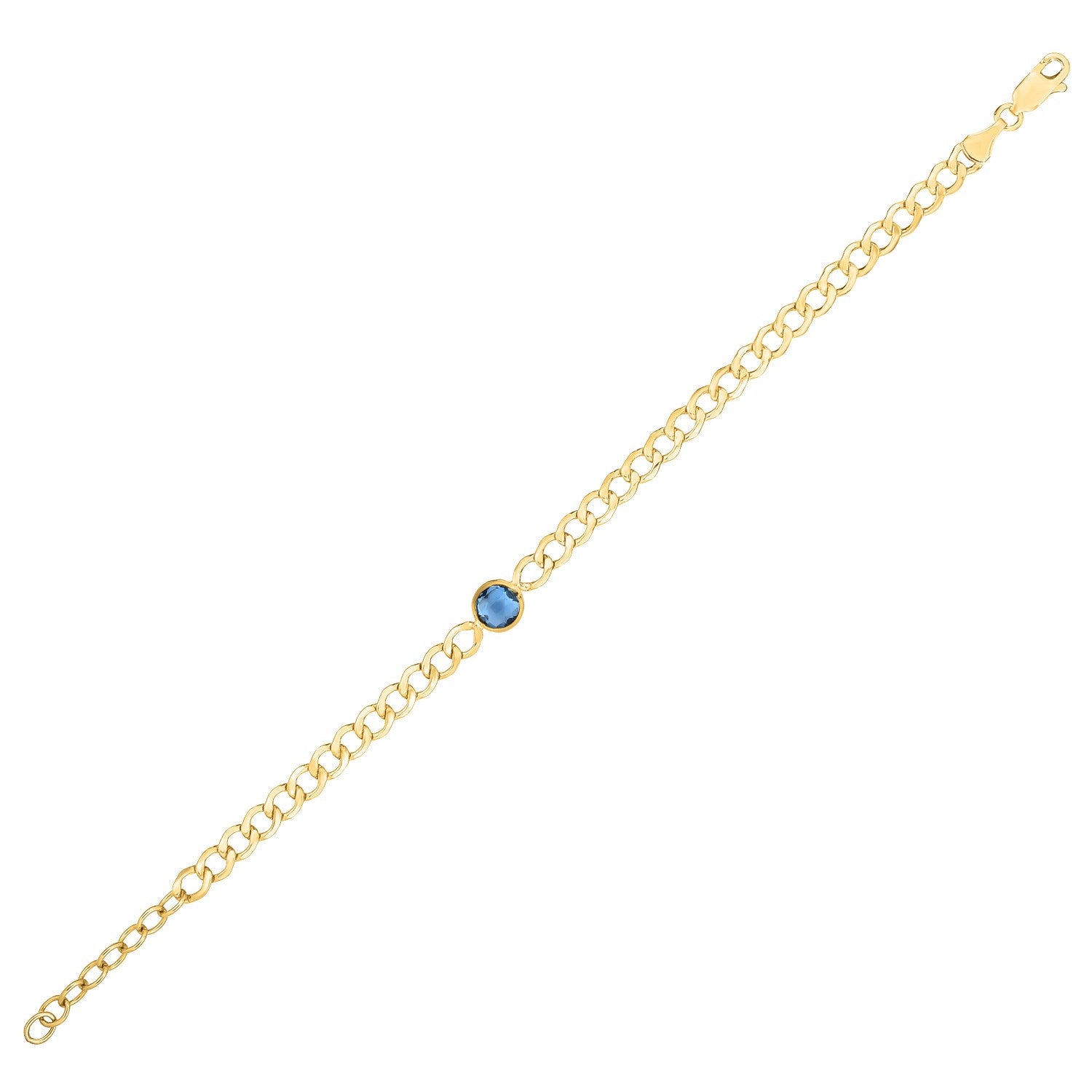 Blue Topaz Bezel Bracelet in 14K Yellow Gold