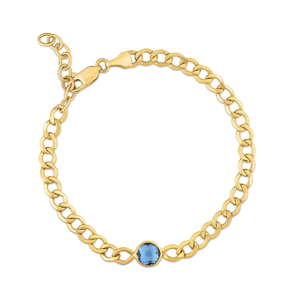 Blue Topaz Bezel Bracelet in 14K Yellow Gold
