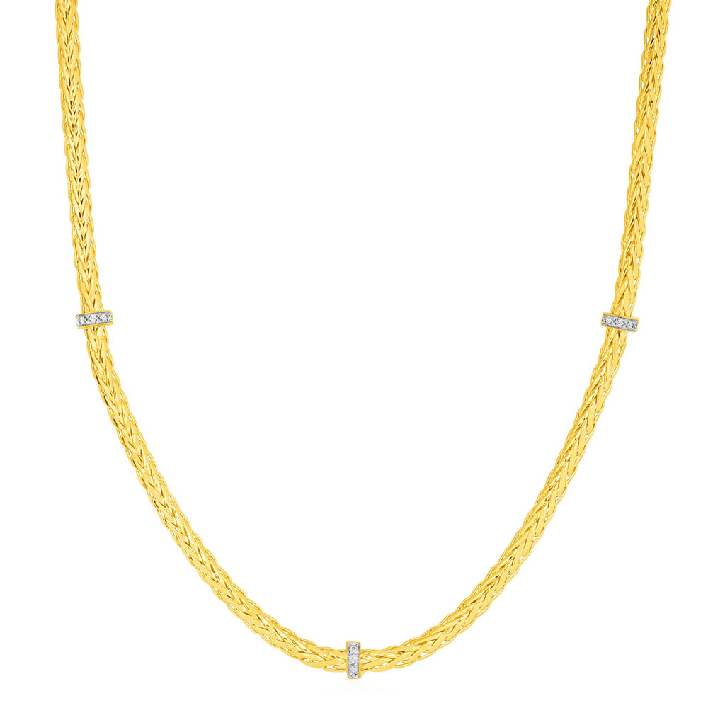Diamond Woven Rope Necklace in 14K Yellow Gold, 17 in