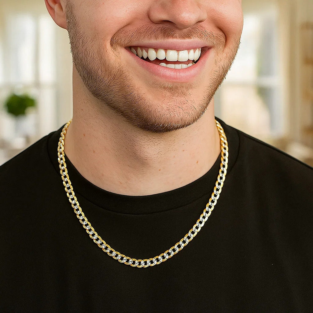 Two-Tone Curb Chain in 14K Gold, 3.6 mm