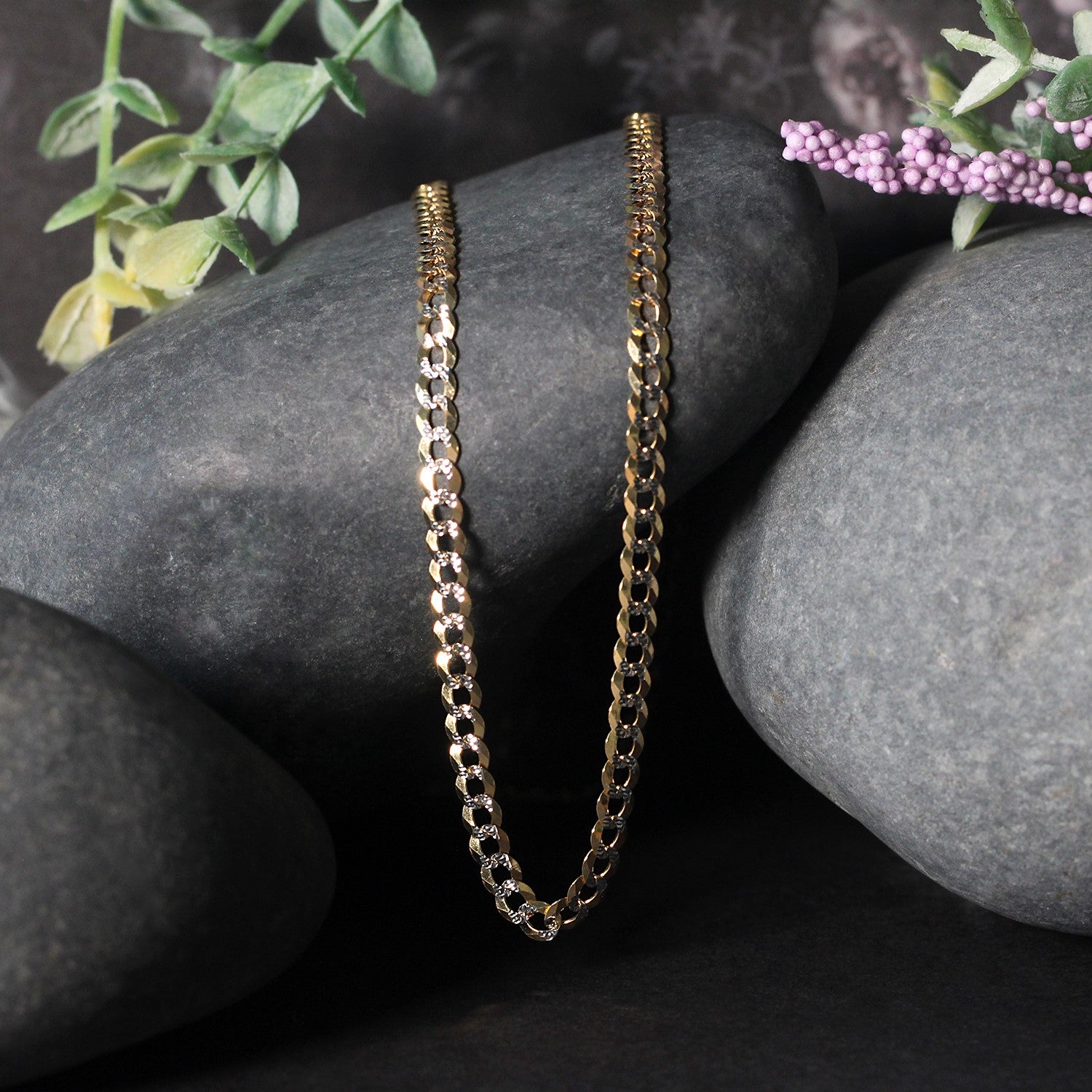 Two-Tone Curb Chain in 14K Gold, 3.6 mm