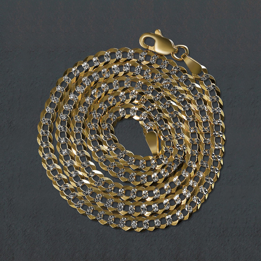 Two-Tone Curb Chain in 14K Gold, 3.6 mm