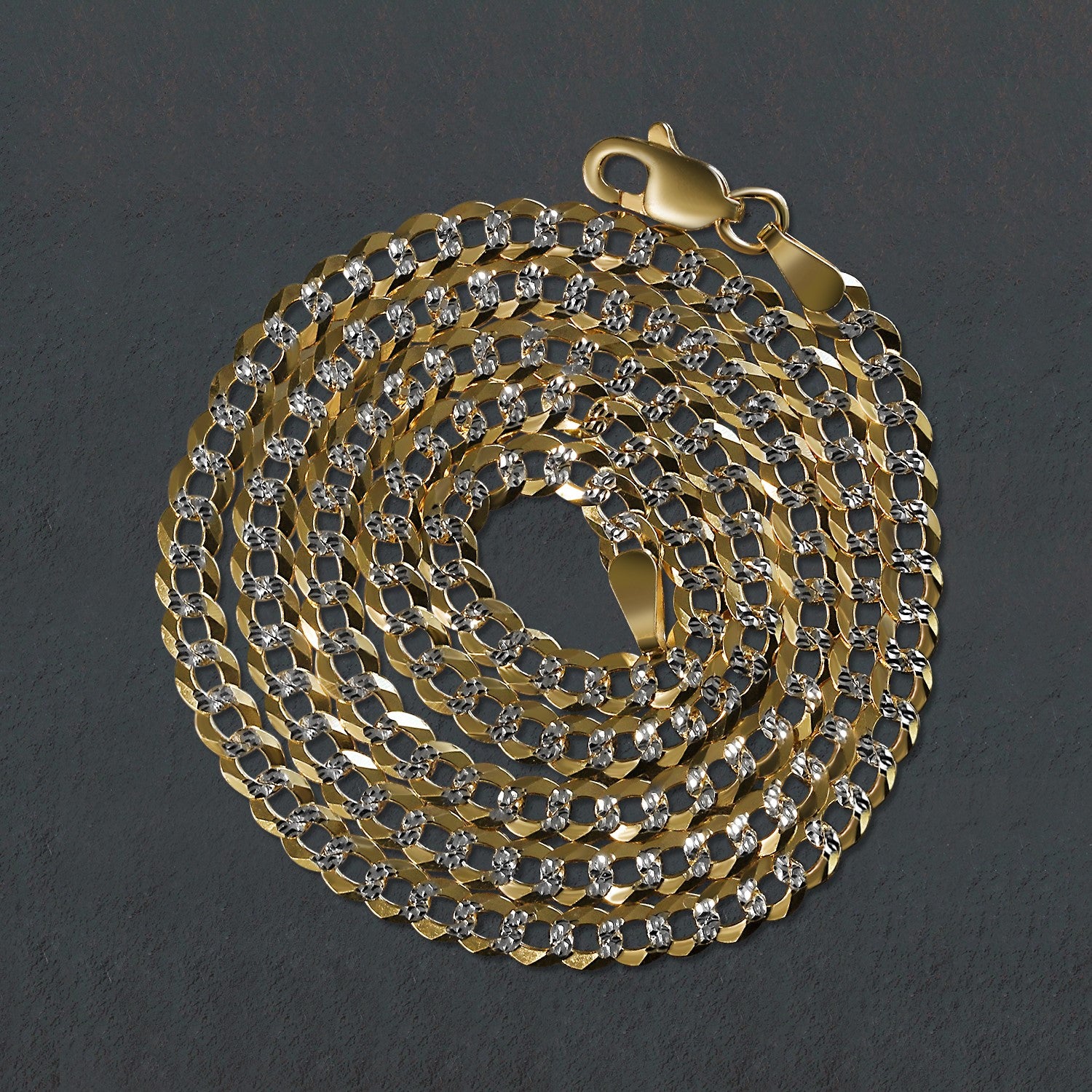 Two-Tone Curb Chain in 14K Gold, 3.6 mm