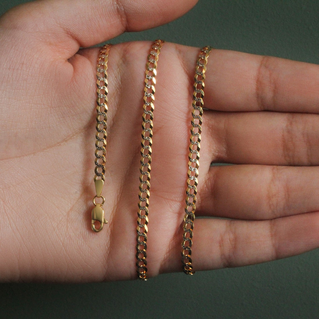 Two-Tone Curb Chain in 14K Gold, 3.6 mm