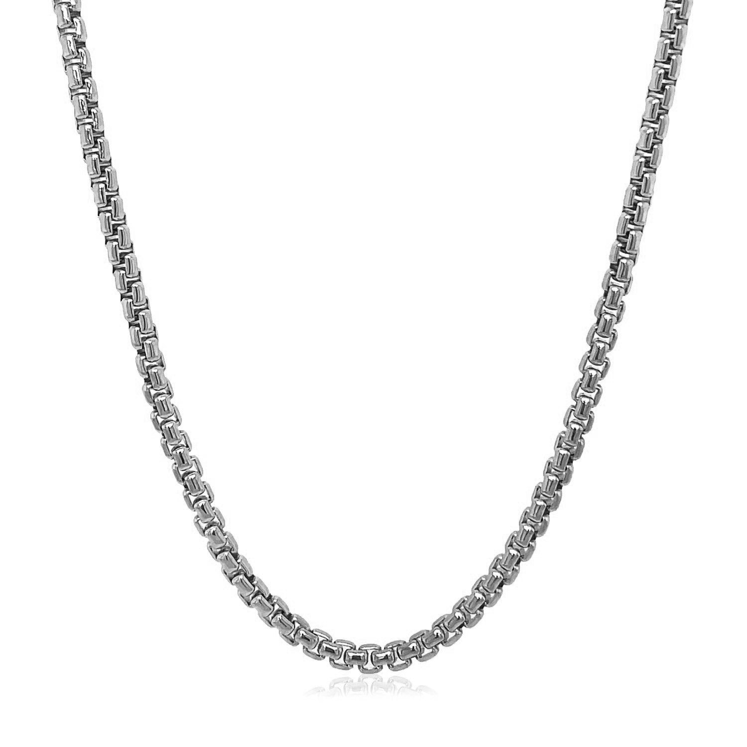 Solid Box Chain in 14K White Gold, 2.5 mm
