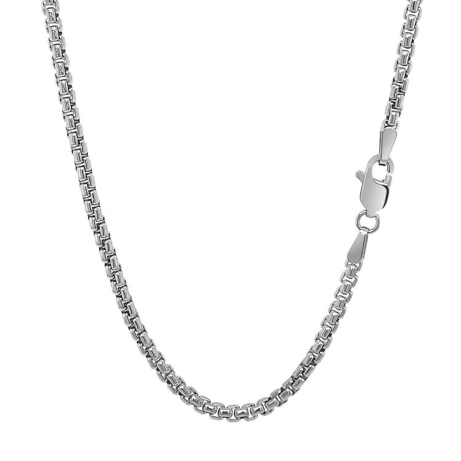 Solid Box Chain in 14K White Gold, 2.5 mm