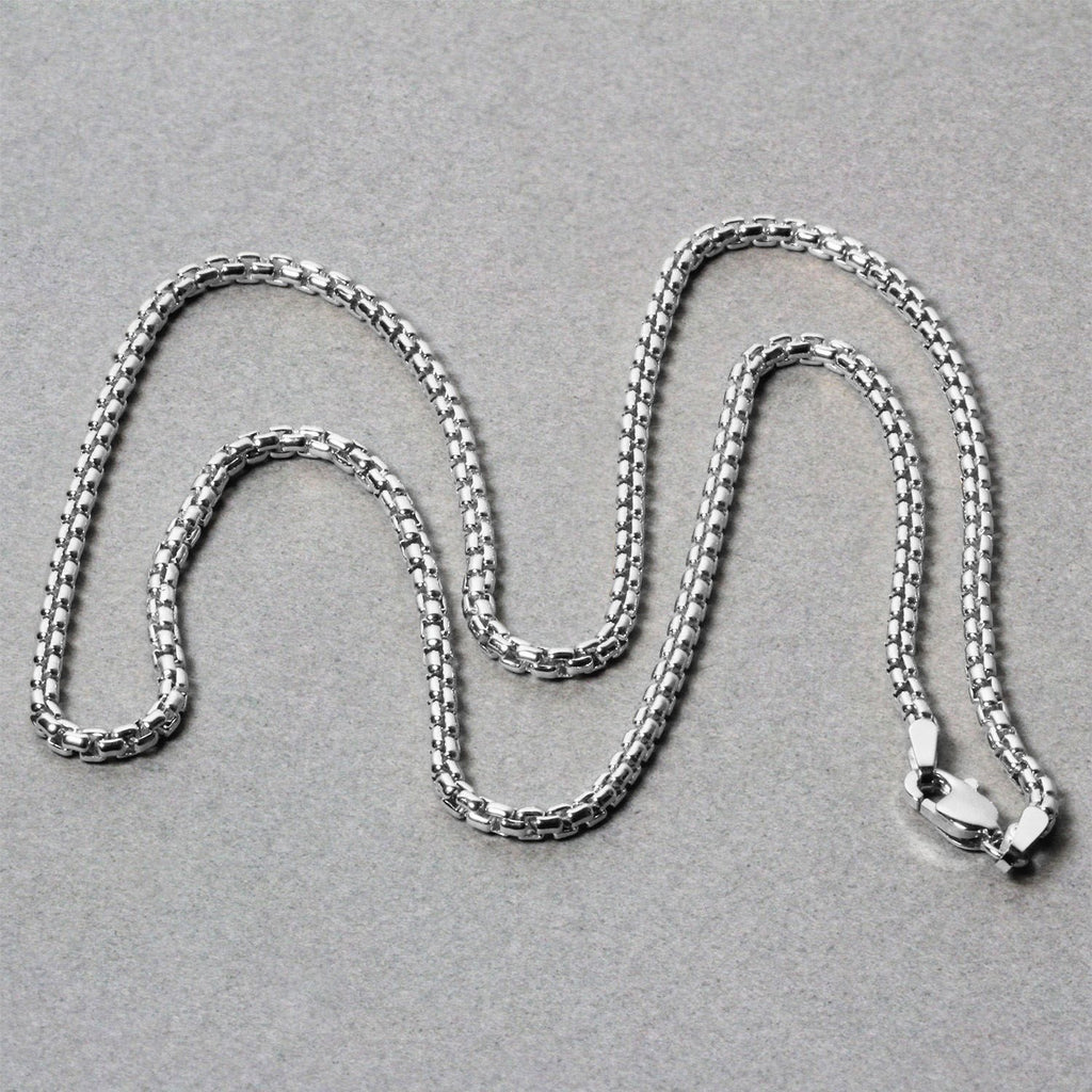 Solid Box Chain in 14K White Gold, 2.5 mm