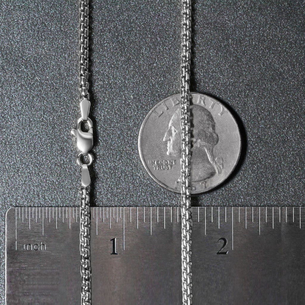 Solid Box Chain in 14K White Gold, 2.5 mm