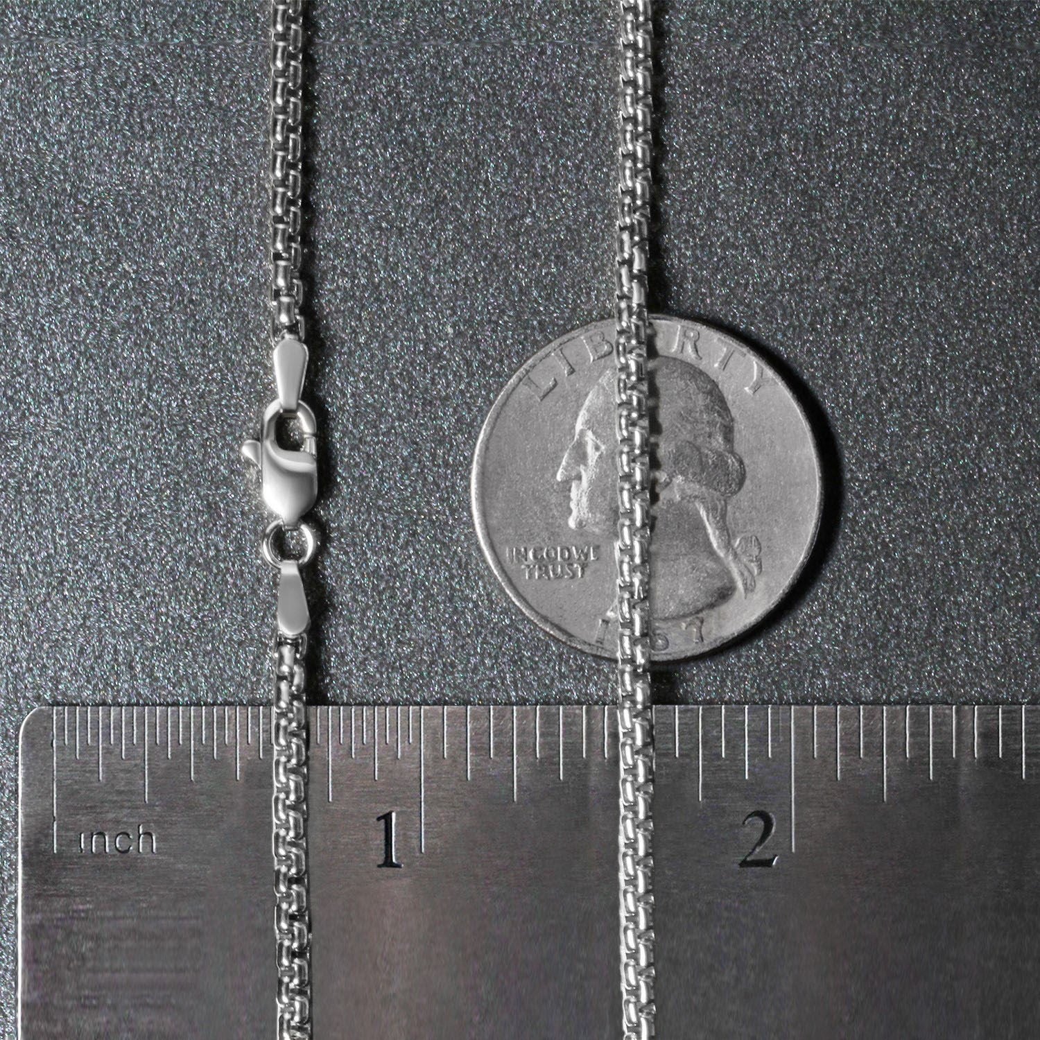 Solid Box Chain in 14K White Gold, 2.5 mm
